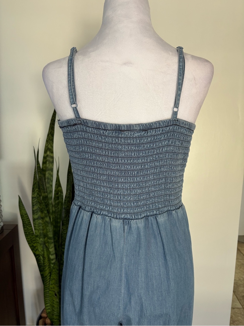 🎾Spaghetti Strap Denim Jumpsuit - Picture 6 of 11